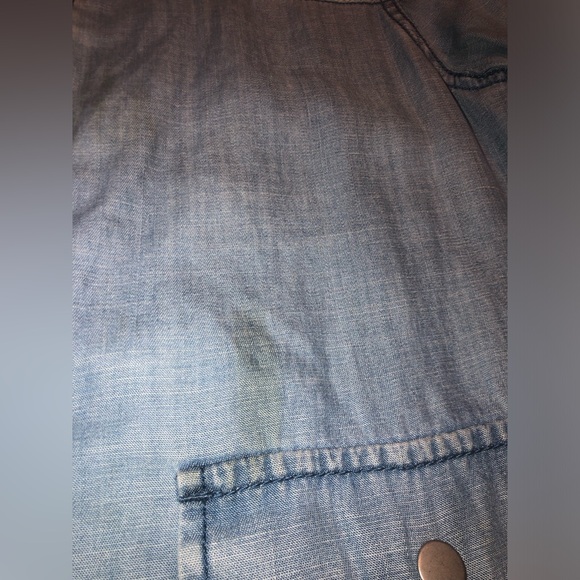 Loft Chambray Two-tone Zipper Jacket S - Picture 6 of 9